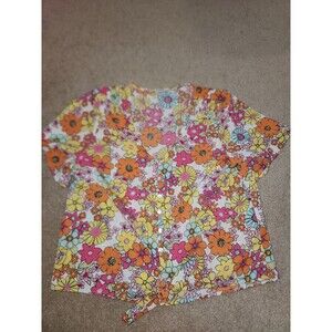 Womens Large Floral & Ivy Flower Power Flowy Shirt